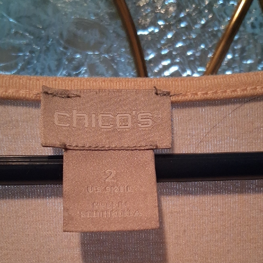 Chico's Floral V-Neck Long Sleeve Top - Cream and Orange - Picture 2 of 3